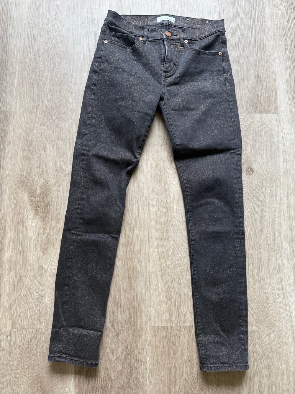 LOFT Skinny Jeans, Black with gold metallic flecks, size 25, 0, Party